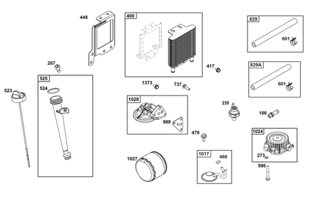 Lubrication Group Diagram and Parts List for 389447-0123-E1  Briggs and Stratton Engine